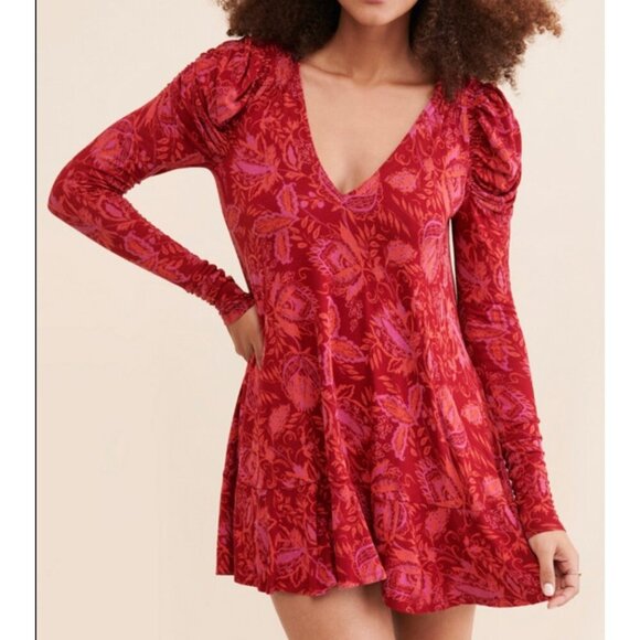 Free People Dresses & Skirts - 💥Last Chance 50% off Sale💥 Free People Hello Lover Dress Red & Purple Floral L